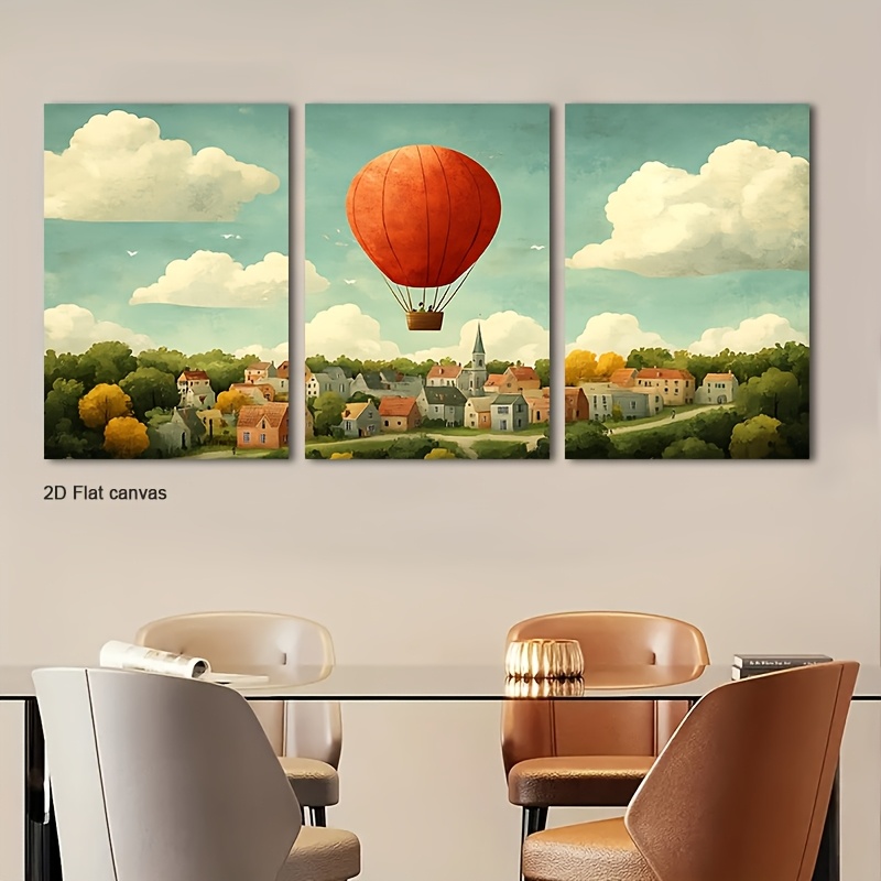 Canvas Wrap Ready - Frameloos canvas 3-delig ingelijst rood ballon
