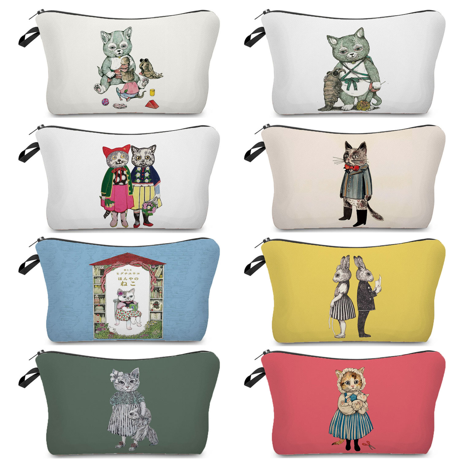 Pillow Cover Sublimation - Vrouwen make-up tas mode illustratie kat