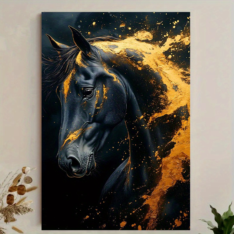 Canvas Wrap Ready - 1pc elegante zwarte paard canvas kunst